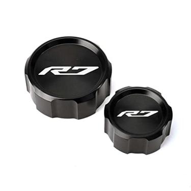 Imagem de MOWOK Para YAMAHA YZF R7 YZF-R7 YZFR7 2021 2022 Acessórios de motocicleta Tampa do reservatório de óleo de fluido de freio traseiro dianteiro (preto)