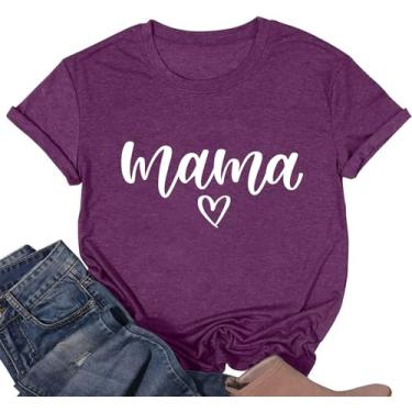 Imagem de Camiseta feminina Aunt Shirts Cute Auntie para mulheres, Love Heart, casual, manga curta, tia, Fnt0001-roxo, P