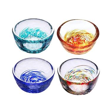 Imagem de Mozacona Conjunto de copos de saquê de vidro cristal colorido, 4 peças, xícaras de vinho pequenas, xícaras de chá, 70 ml