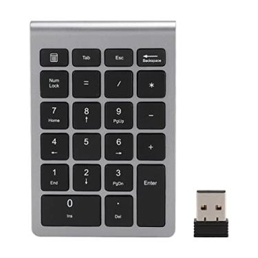 Imagem de Zixyqol Teclado numérico de 22 teclas, mini teclado numérico portátil sem fio fino com receptor USB 2.4G para laptop, PC, notebook (cinza ferro)