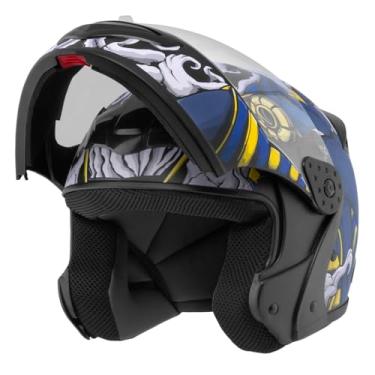 Imagem de Capacete de Moto Mixs MX Gladiator Anubis Articulado Escamoteável Robocop Azul 60