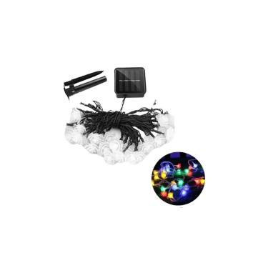 Imagem de Luzes solares de guirlanda de Natal LED rosa em cascata de 6 m