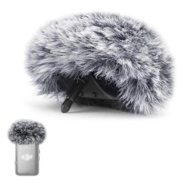 Imagem de Para-brisas de microfone compatível com DJI Mic 2 Transmissor/OSMO Pocket 3 - Capa de espuma para microfone peludo (não compatível com DJI Mic 1), cinza