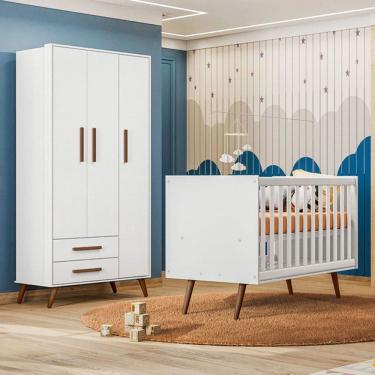 Imagem de Quarto Infantil Completo Bear 3 Portas 2 Gavetas Branco - Pnr Móveis