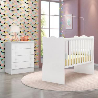Imagem de Quarto Infantil Completo Estrela 4 Gavetas Branco - Pnr Móveis