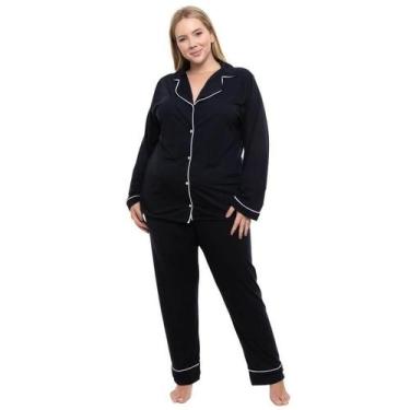 Imagem de Pijama Americano Longo Sepie 620 Plus Size Preto, G3