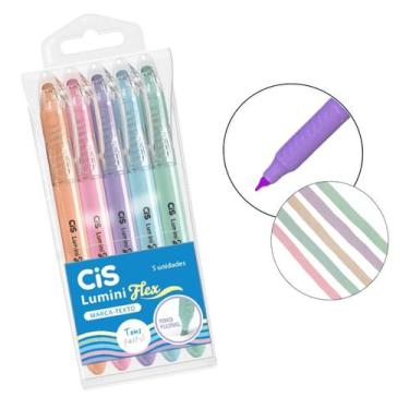 Imagem de Marca Texto Cis Lumini Flex Estojo c/5 Cores Pastel