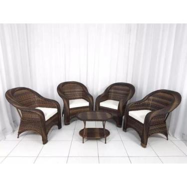 Imagem de Jogo Poltronas Caribe Fibra Sintética Almofadas duna cru - Varanda Móv