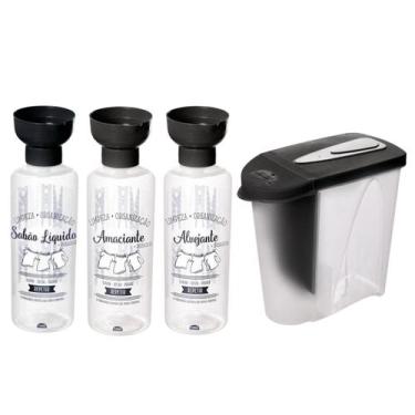 Imagem de Kit Lavanderia Porta Alvejante Amaciante Sabão 970ml/1kg - Plasútil, K