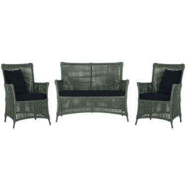 Imagem de Jogo Sofá e 2 Poltronas de Área Igapó Alumínio Pintura Marrom Corda Ná