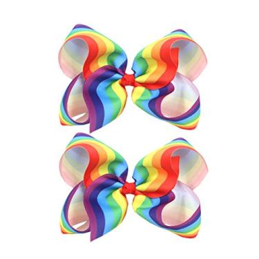 Imagem de Laço de cabelo arco-íris com clipe de fita de gorgorão para meninas JB35, Set-N, one size