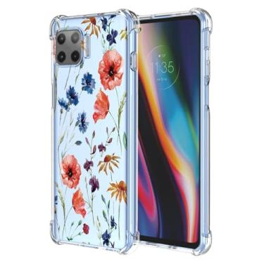 Imagem de JDYGWK Capa para Moto G 5G Plus Moto One 5G com estampa de flores transparentes, TPU macio, fina, leve, à prova de choque, capa protetora antiarranhões para Motorola G 5G Plus, cor floral