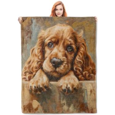 Imagem de VANZEV Cobertor Cocker Spaniel para filhotes, cobertor de lã macio e aconchegante com estampa adorável de cachorro, cobertor leve e quente para sofá-cama, perfeito para amantes de cães e decoração de