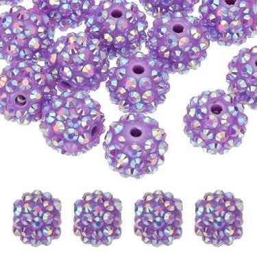 Imagem de PATIKIL Contas de strass de resina de 14 mm para caneta com contas, pacote com 20 bolas de discoteca brilhantes redondas focais contas de chiclete para fazer joias, artesanato, colar, pulseiras de