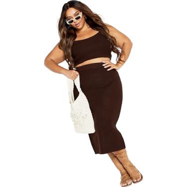 Imagem de City Chic Conjunto feminino de malha, Chocolate amargo, 25 Plus Size