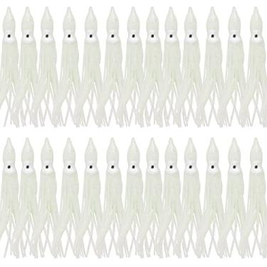 Imagem de Saias macias de polvo iscas de pesca de plástico Hoochie isca de pesca de água salgada multicolorido (branco luminoso, 9 cm)