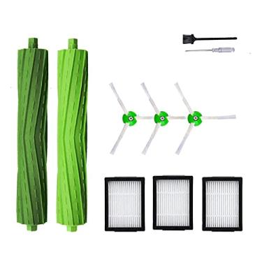 Imagem de Acessórios de peças de reposição para aspirador de pó iRobot Roomba i7 i6 i8 i3 i4 i1 e5 e6 I E J Series Inclui 1 escova de borracha multisuperfície e 3 pacotes de filtro, 3 escovas laterais