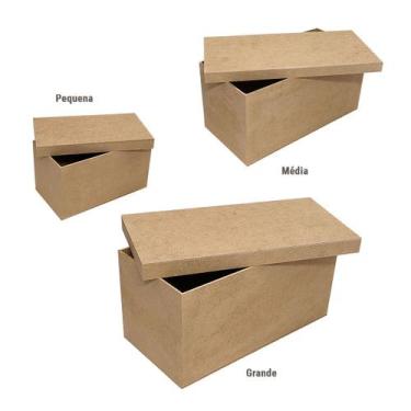 Imagem de Trio de Caixa Retangular Tampa Sapato P M G Mdf Madeira - ATACADÃO DO 