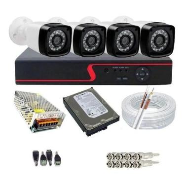 Imagem de Kit Completo 4 Câmeras Segurança Ahd Dvr 4ch C/Hd 500GB - Protec