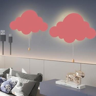 Imagem de Luminária de parede lunar operada por bateria, luz noturna para quarto infantil, luzes de parede LED com interruptor de cordão, iluminação de parede acrílica, luminárias modernas de cabeceir