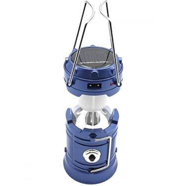 Imagem de Lampião LED Solar Portátil, Recarregável USB, 3 Cores, com Alça para Camping (Azul)