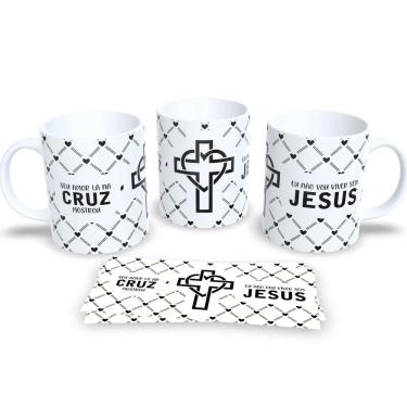 Imagem de Caneca Evangelica de Porcelana Personalizada Religião Cristã Ele Vive
