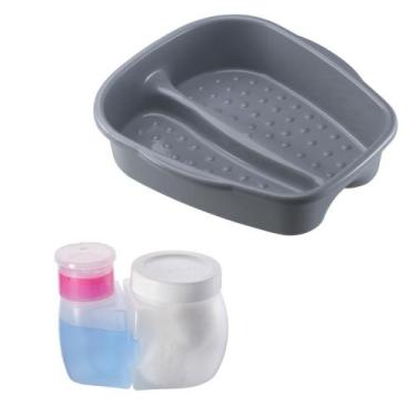 Imagem de Kit Manicure e Pedicure Porta Acetona e Algodão + Bacia Pés Salão de B