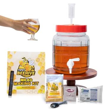 Imagem de Tipsy Beehive Kit de fabricação de hidromel - Kit completo de hidromel de 1,3 galão com garrafa de boca larga e torneira para facilitar o engarrafamento, perfeito para iniciantes - Basta adicionar mel