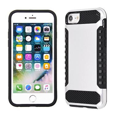 Imagem de Cube Capa de celular para Apple iPhone 8/iPhone 7/iPhone 6s/ iPhone 6 - Capa prata com película de TPU texturizada preta e aderência lateral