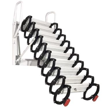 Imagem de Escada telescópica da escada Telescópio Montado de parede Puxe a estrutura dobrável da escada de liga de magnésio de titânio instalação e uso fácil