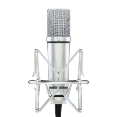 Imagem de Microfone condensador de estúdio MA-87, cápsula de diafragma grande dourada de 26 mm, incluindo filtro de espuma, suporte antichoque de metal, cabo XLR e bolsa para microfone, para canto, gravação de