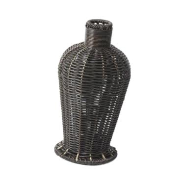 Imagem de IEUDNS Vaso de flores de vime simulado 12x23cm Decoração de mesa Decorativo Tecido à mão Foto Adereço para mesa Estante Multifuncional, Preto