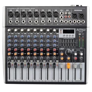 Imagem de Amw L8 v3 Mesa de Som 8 Canais xlr Efx Bt Rec Mp3 Eq