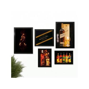 Imagem de Kit 5 Quadros Decoração Placas Area de Churrasco Cerveja Marcas Bar Bu
