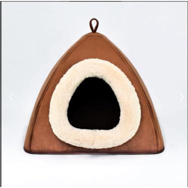 Imagem de Cama Casa Toca Iglu Tenda Caminha Cabana para Cachorros e Gatos Pet (Marrom)