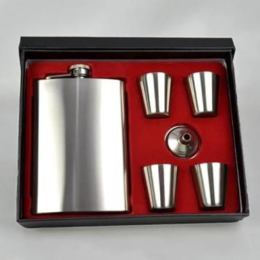 Imagem de Cantil De Bolso Porta Bebida Whisky Aço Inox Funil 4 Copos CBRN20324 - Commerce Brasil