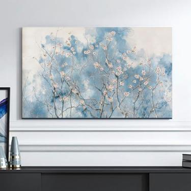 Imagem de WMLTZFUS Capa contra poeira de TV estilo pintura chinesa, protetor de tela de TV com padrão floral para decoração de sala de estar, lavável à máquina pano-c ||22 polegadas