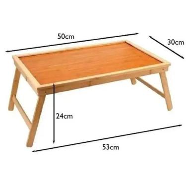 Imagem de Bandeja Café Da Manha Na Cama Em Bambu Pés Dobráveis 50x30cm dia das M