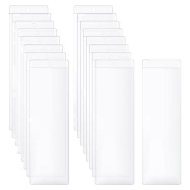 Imagem de 50 capas de marcador de livro de plástico transparente, capas de marcador de livro, capas de marcador de página em branco, capas transparentes para fotos com furo