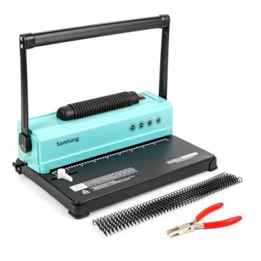 Imagem de SAMHONG Máquina de encadernação espiral de bobina - Furador manual - Insertor de bobina elétrica - Margem lateral ajustável - para tamanho carta/A4/A5, vem com 1 caixa espinhas e alicate de bobina de
