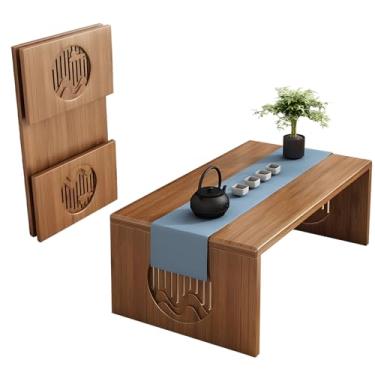 Imagem de Mesa de centro dobrável, mesa de café dobrável de bambu japonês, mesa baixa portátil para sala de estar, mesa de chá de meditação tatami versátil para sala de jantar, mesa de madeira para casa,