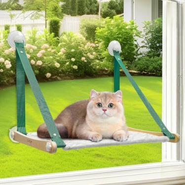 Imagem de CATISM Poleiro de Janela para Gatos, Assento de Janela de Rede para Gatos, Cama de Redes de Janelas para Gatos para Gatos Internos, Poleiro de Gato Grande com Ventosas de Parafuso Resistentes para Gat