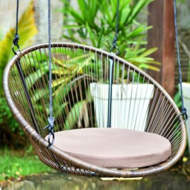 Imagem de Balanço Cadeira Suspensa Pergolado Teto Edículas Sacadas Pendurado Casa Jardim Varanda Varanda(MARROM/MARROM BALANÇO)