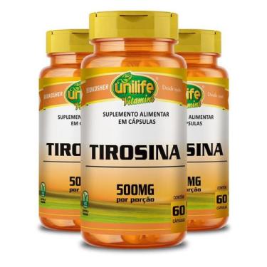 Imagem de Kit 3 Tirosina Unilife 60 Cápsulas 470Mg