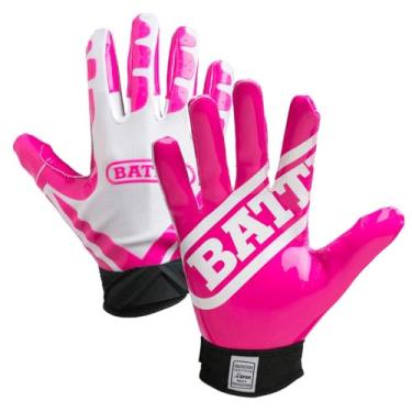 Imagem de Luvas de futebol ultrarresistentes da Battle Receivers – 2GG – Branco/Rosa