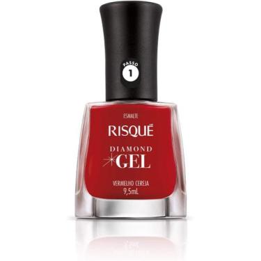 Imagem de Esmalte Risque Diamond Gel 9,5 ml - Vermelho Cereja Barato - Riqué, Ce