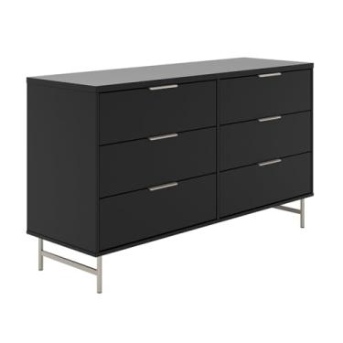 Imagem de Cômoda 6 Gavetas Yves 135 cm Rack Sala de Estar (Preto Fosco)