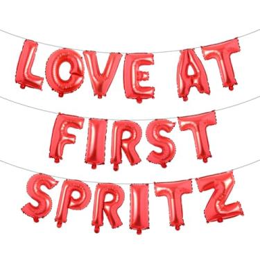 Imagem de Faixa balão Love at First Spritz - Decorações de chá de panela Aperol Spritz para ela, decorações de festa de casamento de despedida de solteira (LOVE AT FIRST SPRITZ Red)