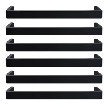 Imagem de Kit 6 Puxadores Alça Piauí 16cm Preto Fosco Torralba Sobrepor Móveis Planejados Armários