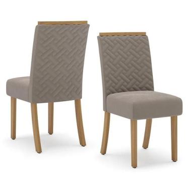 Imagem de Cadeira para Mesa de Jantar Malu Kit 02 Peças Nature Marrom Amêndoa  H
